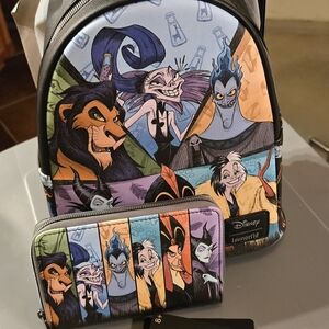 Loungefly Disney Villains Group Mini Backpack & Wallet